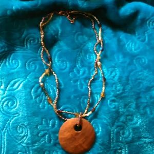 Double Strand Real Wood & Bead Neacklace